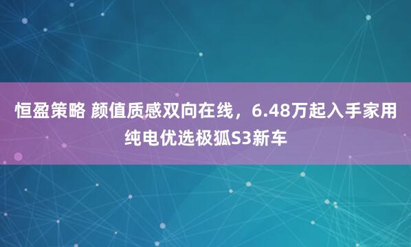 恒盈策略 颜值质感双向在线，6.48万起入手家用纯电优选极狐S3新车